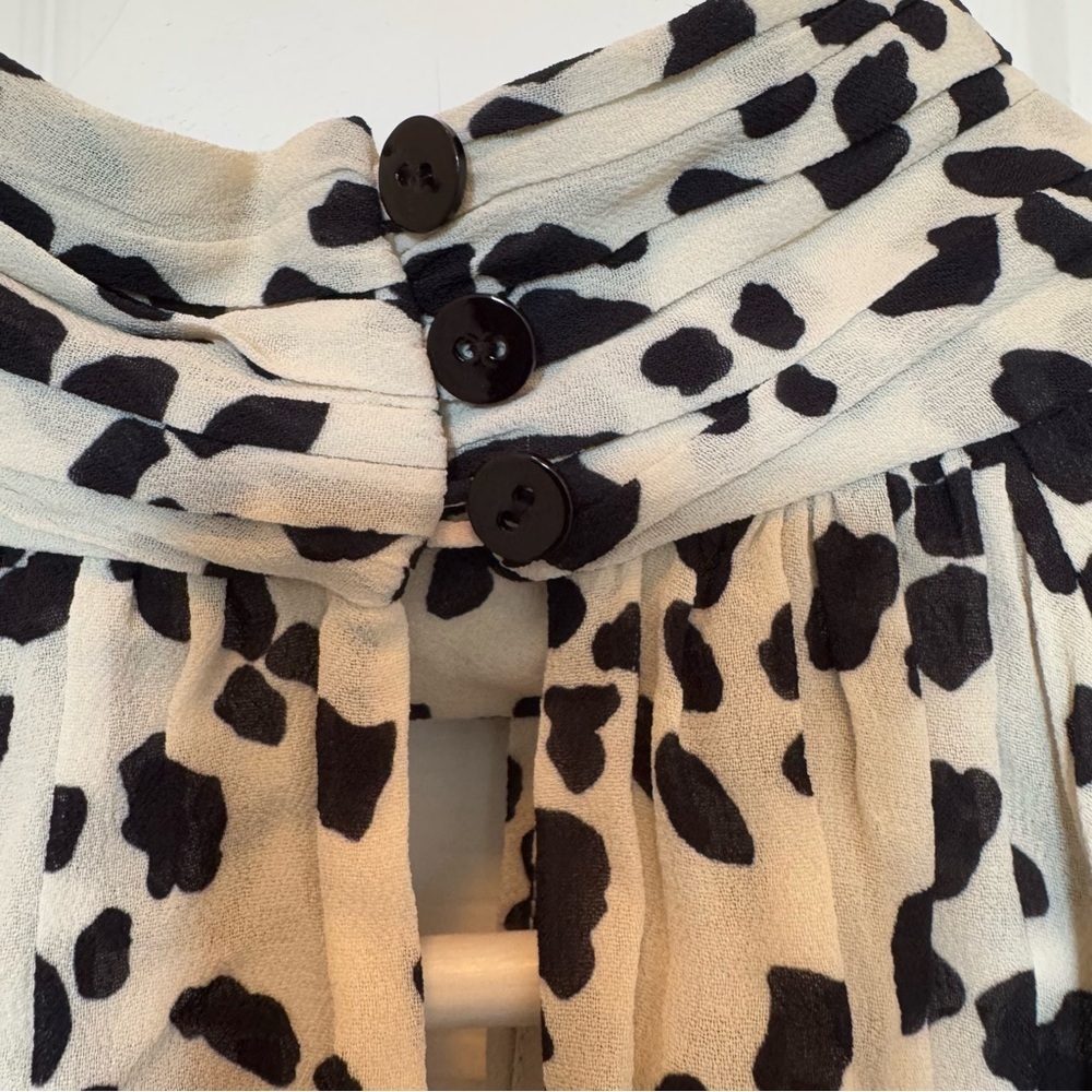 Sheer Leopard Print Blouse - 100% Viscose, Size P, Button-Up, Long Sleeve - Picture 6 of 14
